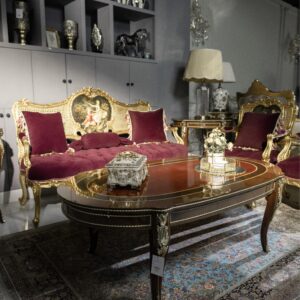 Marron Baroque Settee