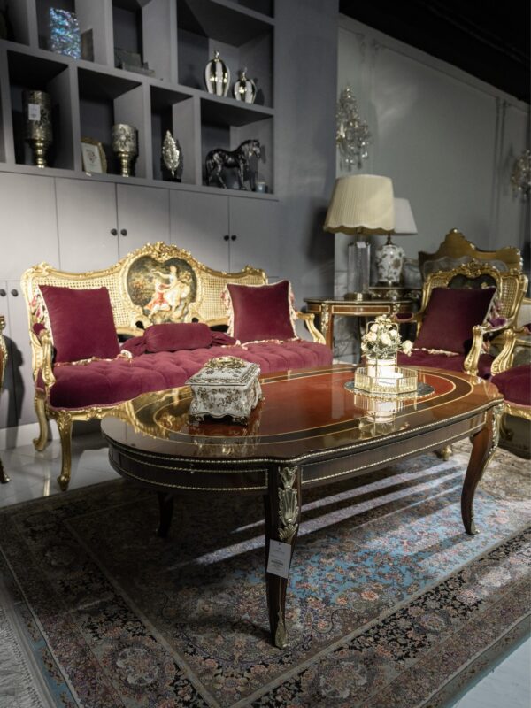 Marron Baroque Settee - Image 4