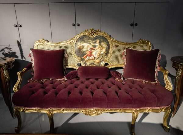Marron Baroque Settee - Image 3