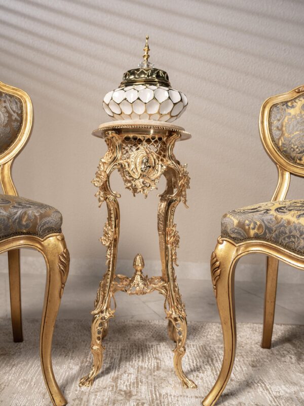 Louis XV Gold Curved Side Chair - Image 4